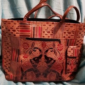 African hand painted Tote, Wallet, and Coin Pur
